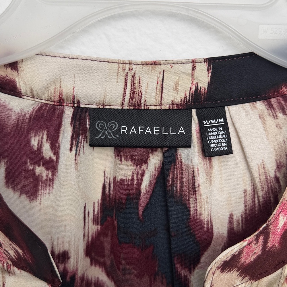 Rafaella Burgundy and Cream Patterned Long sleeve Blouse - Picture 5 of 11
